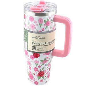 NEW Aldi Adventuridge Thirst Crusher 40oz Tumbler with Handle Pink Flowers